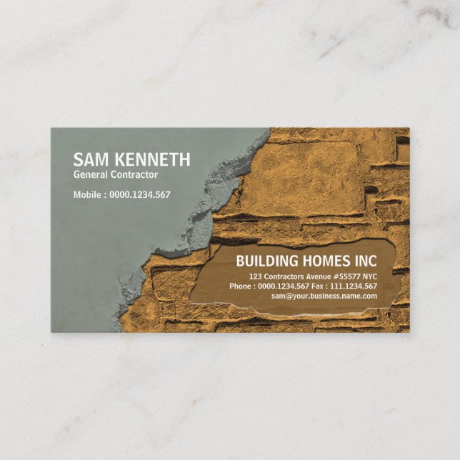 Cementing Brick Plastering Construction Manager Business Card (Front)