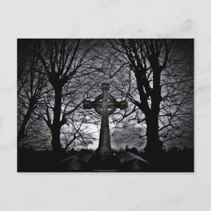 Cemetery cross grave postcard