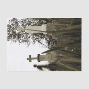 Cemetery Gothic Tombstones Sepia Vintage Angel Tissue Paper