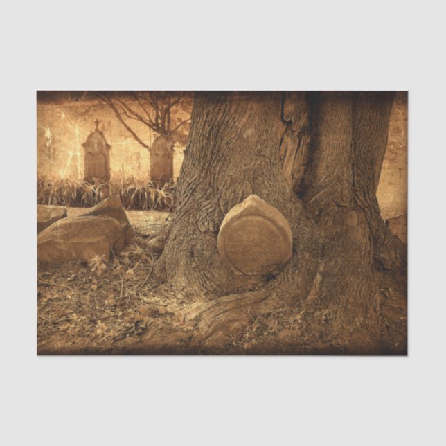 Cemetery Gothic Tombstones Western Texture Tissue Paper (Front)