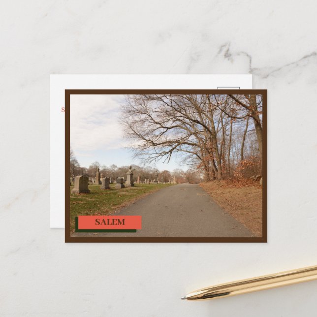 Cemetery Graveyard Salem Massachusetts   Postcard (Front/Back In Situ)