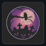 Cemetery Pumpkin Owl Moon Scary Fun Halloween Gift Square Sticker<br><div class="desc">Cemetery pumpkin owl Halloween design where the moon shines at night. Scary pumpkin motif for a Halloween costume party. Great outfit for horror Halloween fancy dress parties with cool Halloween,  cool Halloween design for bold pumpkin heads.</div>