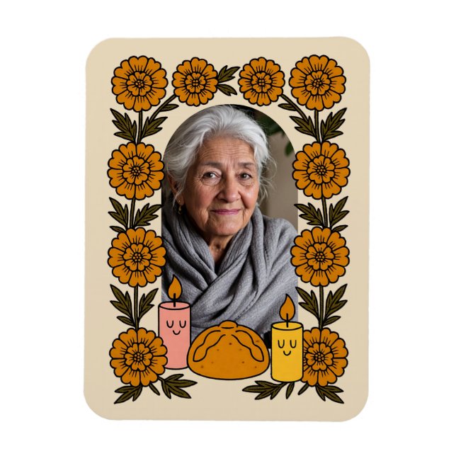 Cempasúchil Ofrenda Altar Día de Muertos Magnet (Vertical)