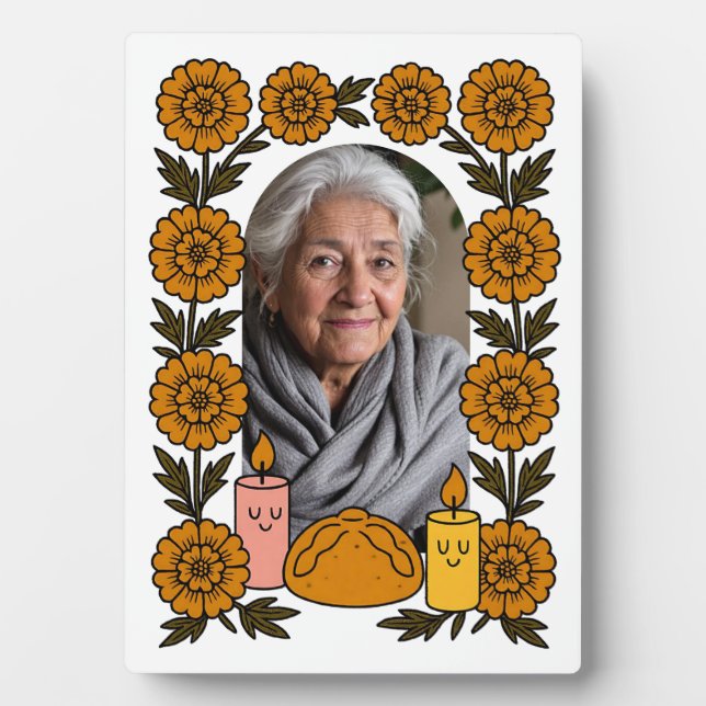 Cempasúchil Ofrenda Altar Día de Muertos Plaque (Front)