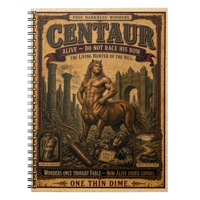 Centaur, Vintage Circus Monster Notebook (Front)