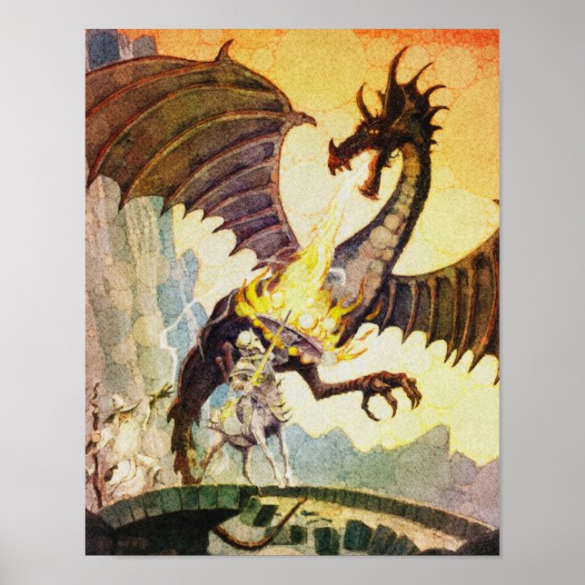 Centaur Warrior Fights Dragon Poster (Front)