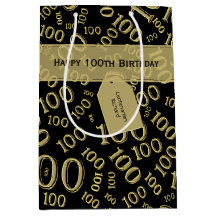 Centenarian 100th Birthday Black/Gold Pattern