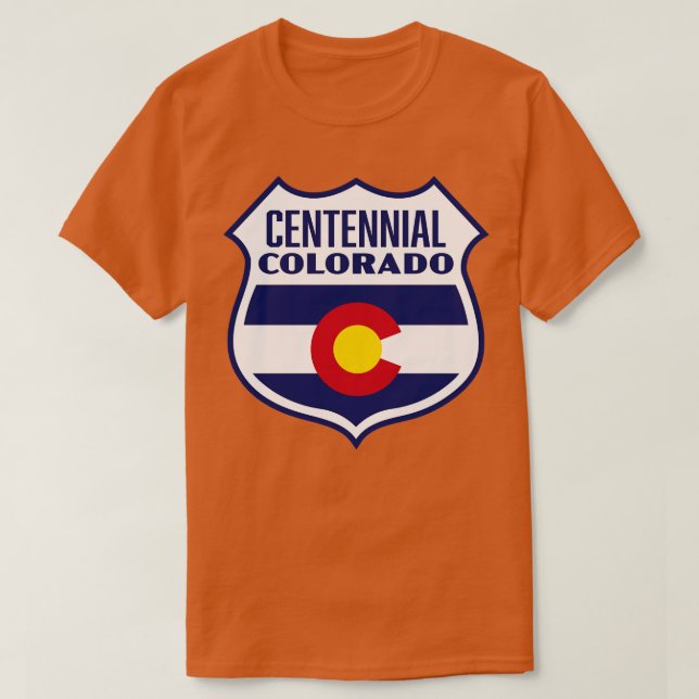 Centennial Colorado Retro Flag Shield White T-Shirt (Design Front)