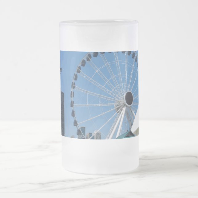 Centennial Ferris Wheel Frosted Glass Beer Mug (Center)