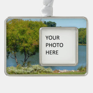 Centennial Lake in Ellicott City Maryland Silver Plated Framed Ornament