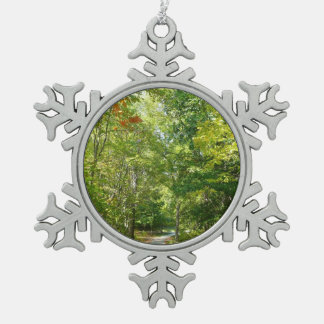 Centennial Wooded Path I Ellicott City Nature Snowflake Pewter Christmas Ornament
