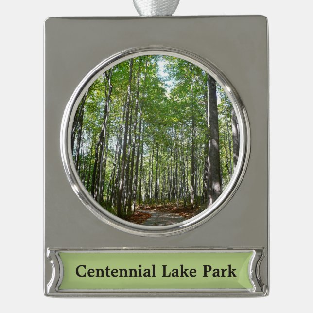 Centennial Wooded Path II Ellicott City Maryland Silver Plated Banner Ornament (Front)