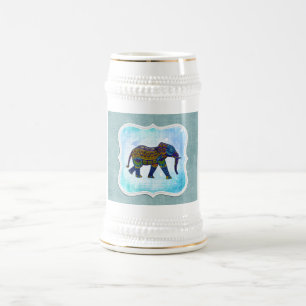 Center Boho Blue Elephant Beer Stein