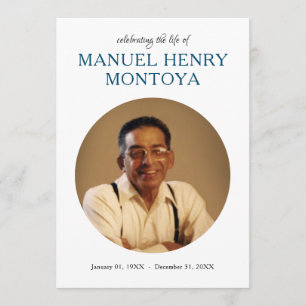 center circle photo memorial invitation