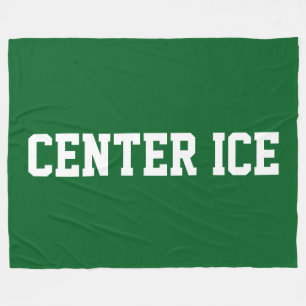 CENTER ICE Athletic White Hockey Text On Fleece Blanket