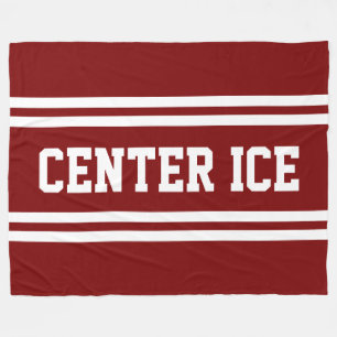 CENTER ICE Vintage Red White Text Racing Stripes Fleece Blanket