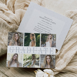 Center Stripe   Six Photo Graduation Party Invite