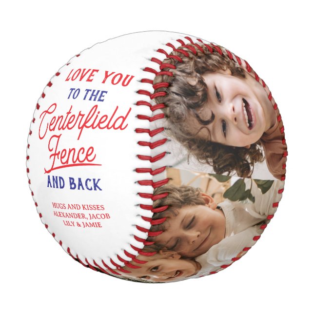 Centerfield Fence and Back 4 Photo Collage Baseball (Angled)