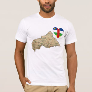 Centrafrique Flag Heart and Map T-Shirt