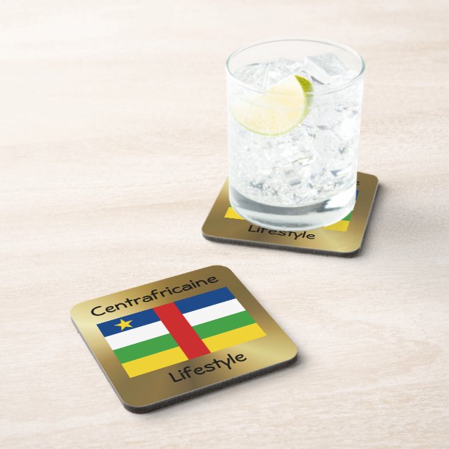 Centrafrique Flag+Text Coaster (Right Side)