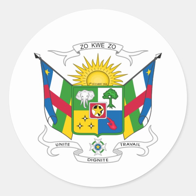 Central African Republic Coat of Arms Classic Round Sticker (Front)