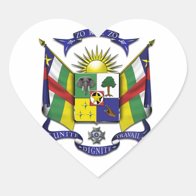 central african republic emblem heart sticker (Front)