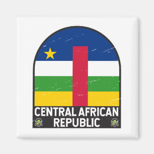Central African Republic Flag Emblem Distressed Magnet