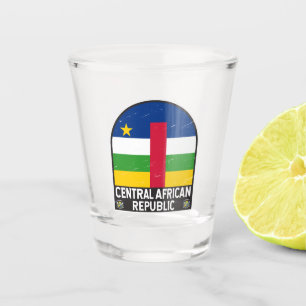 Central African Republic Flag Emblem Distressed Shot Glass