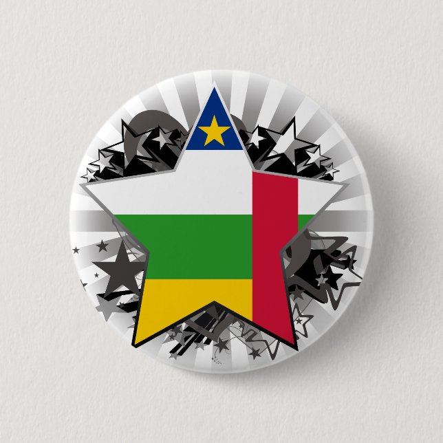 Central African Republic Star 6 Cm Round Badge (Front)