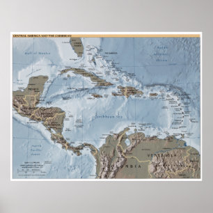 Central America and the Caribbean Map Poster