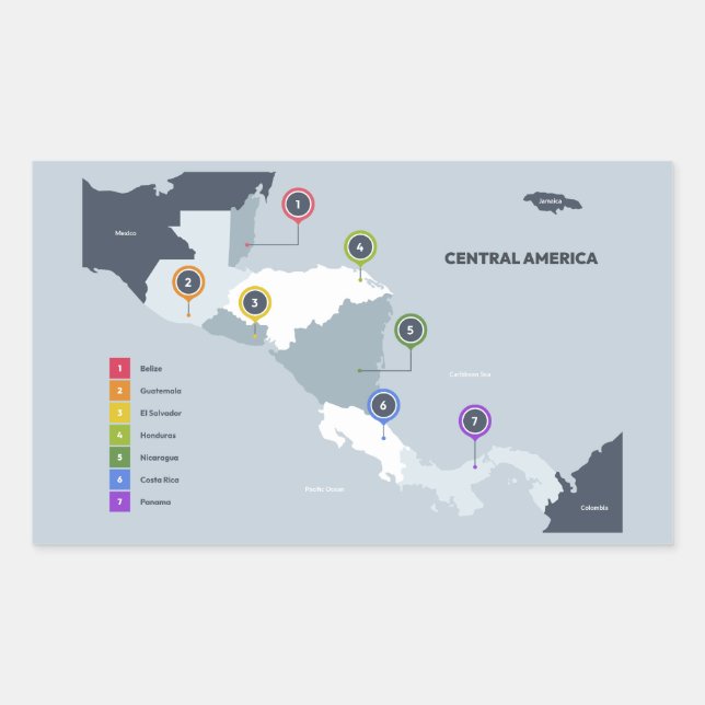 Central America Map Rectangular Sticker (Front)