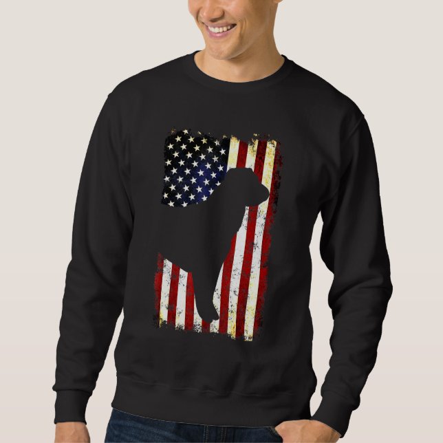 Central Asian Shepherd Dog Silhouette American Fla Sweatshirt (Front)