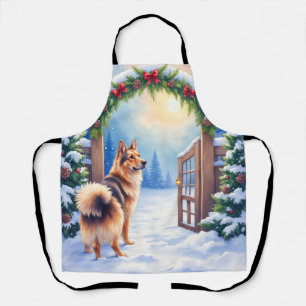Central Asian Shepherd Snowy Gate Christmas Art Apron