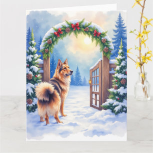 Central Asian Shepherd Snowy Gate Christmas Art Card