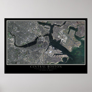 Central Boston Massachusetts From Space Satellite Poster