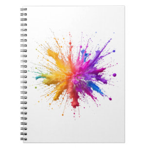 Central Burst of Vibrant Colorful Powders Notebook