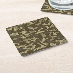 Central Camouflage Square Paper Coaster