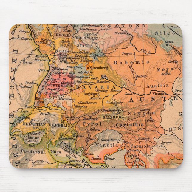 Central Europe Antique Map Mouse Pad (Front)
