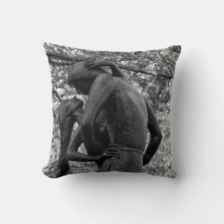 Central Park Autumn: Romeo & Juliet Statue 01 B&W Cushion