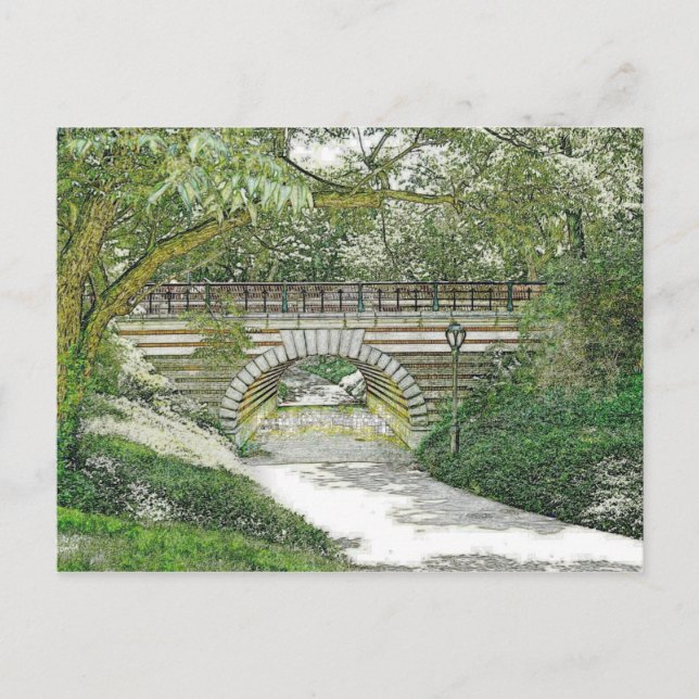 Central Park Bridge and Path Postcard (Front)