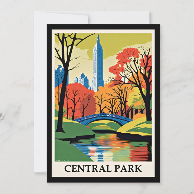 Central Park colourful illustration Card (Front)