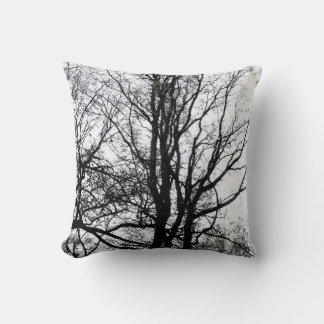 Central Park late autumn almost Barren Tree B&W Cushion