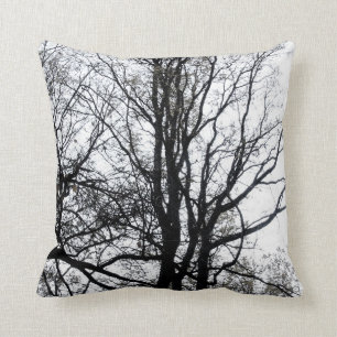 Central Park late autumn almost Barren Tree B&W Cushion