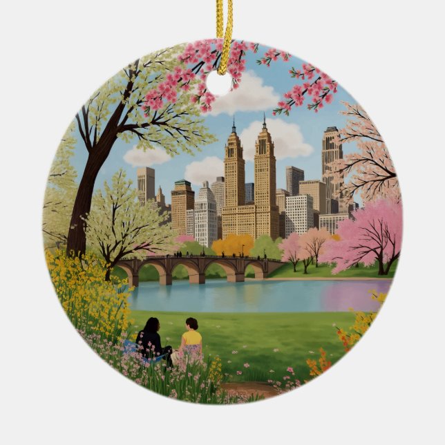 Central Park New York City Ceramic Tree Decoration (Front)