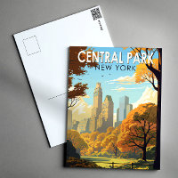 Central Park New York Travel Art Vintage