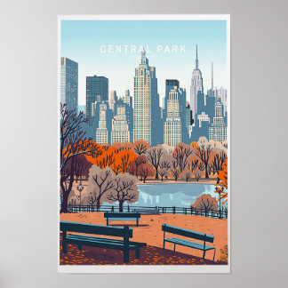 Central Park New York Travel Poster - USA City