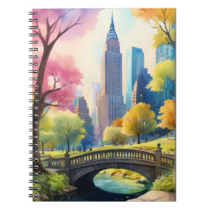Central Park of NYC in V Watercolor Painting 1 Notebook