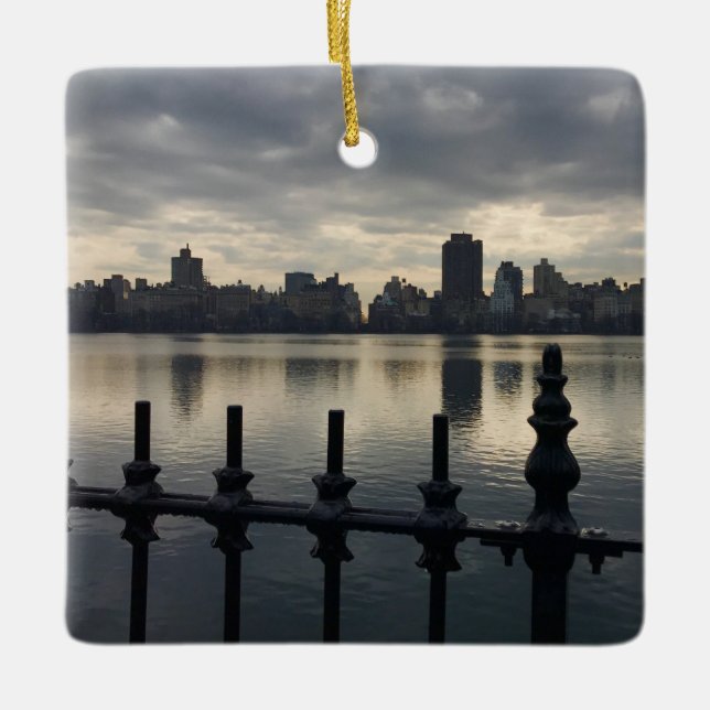 Central Park Reservoir New York City Sunrise NYC Ceramic Ornament (Front)