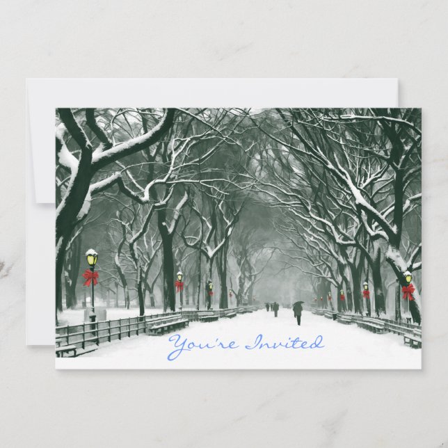 Central Park Snowy Path Invited Invitation (Front)