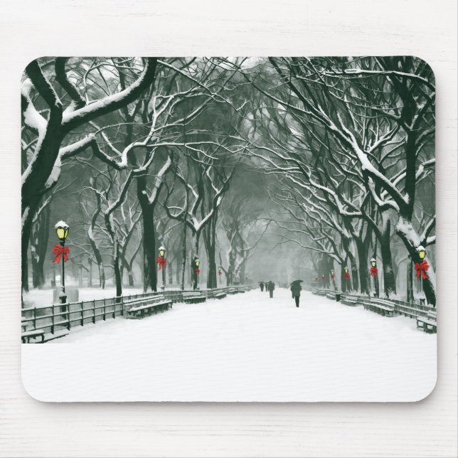 Central Park Snowy Path Mouse Pad (Front)